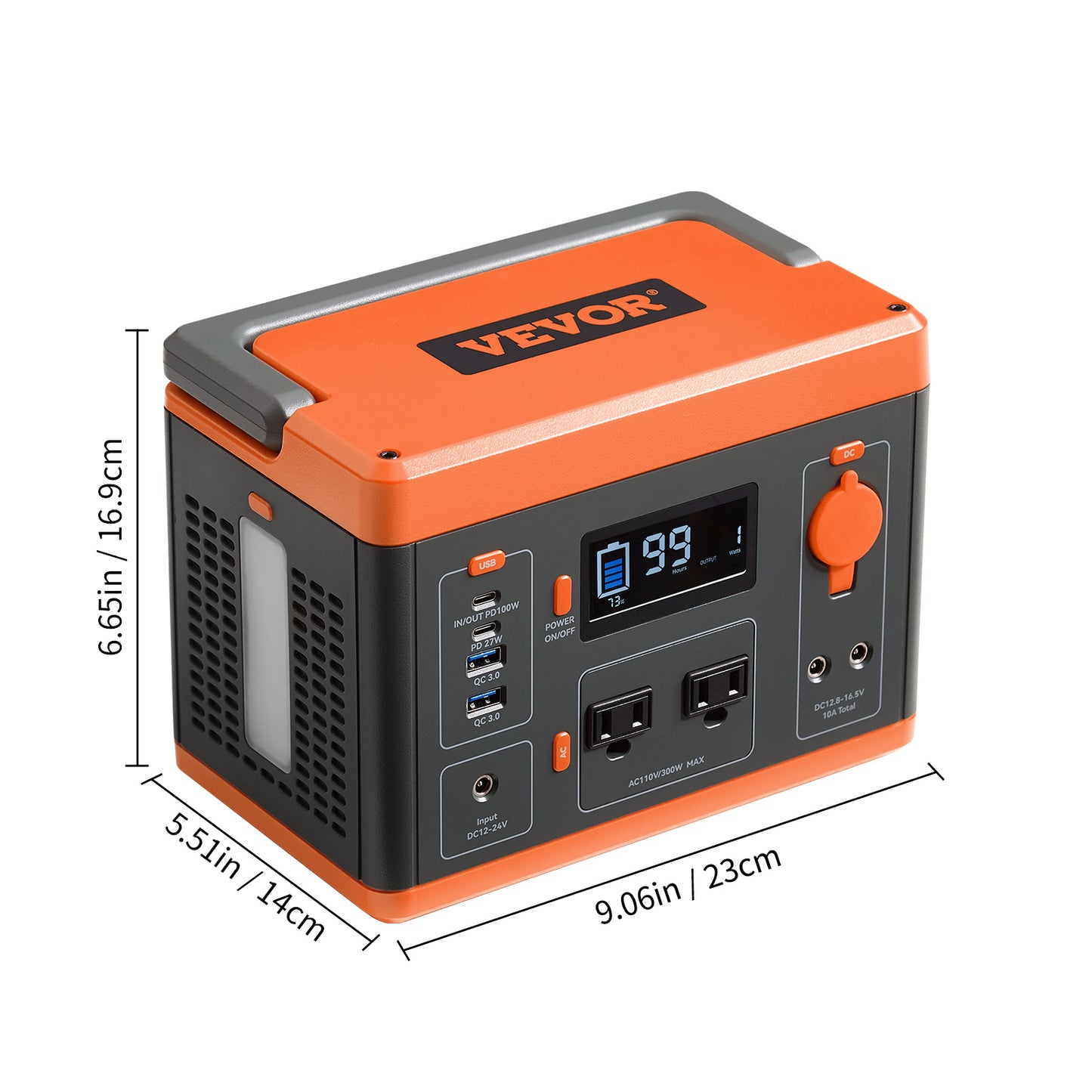 VEVOR Portable Power Station Solar Generator 296Wh 300W Backup Lithium Battery