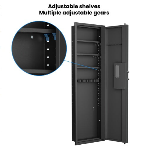 53 Passwod Touch Panel In-Wall Safe,Hidden Wall Gun Safe For Rifles With Adjustable Shelves,Assembled Storage Multifunctional Wall Safe For Firearm And Valuables